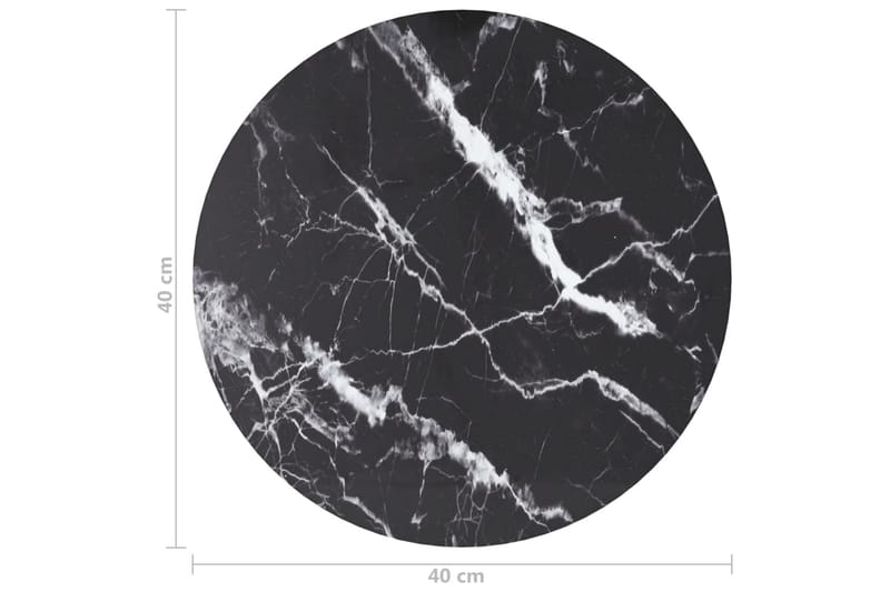 bordplade Ã˜40x0,8 cm hærdet glas med marmortekstur sort - Sort - Møbler - Borde - Bordtilbehør - Bordplade
