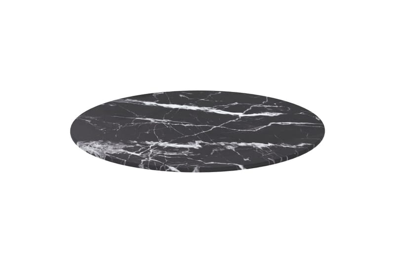 bordplade Ã˜50x0,8 cm hærdet glas marmortekstur sort - Sort - Møbler - Borde - Bordtilbehør - Bordplade
