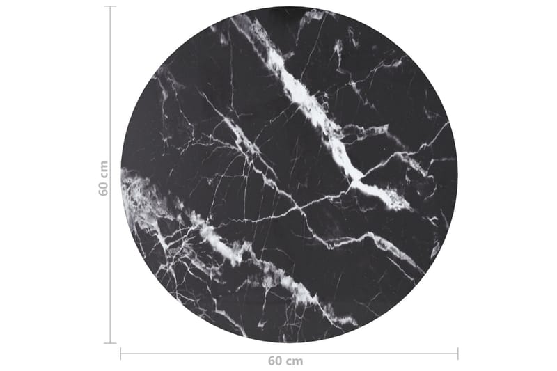 bordplade Ã˜60x0,8 cm hærdet glas marmortekstur sort - Sort - Møbler - Borde - Bordtilbehør - Bordplade