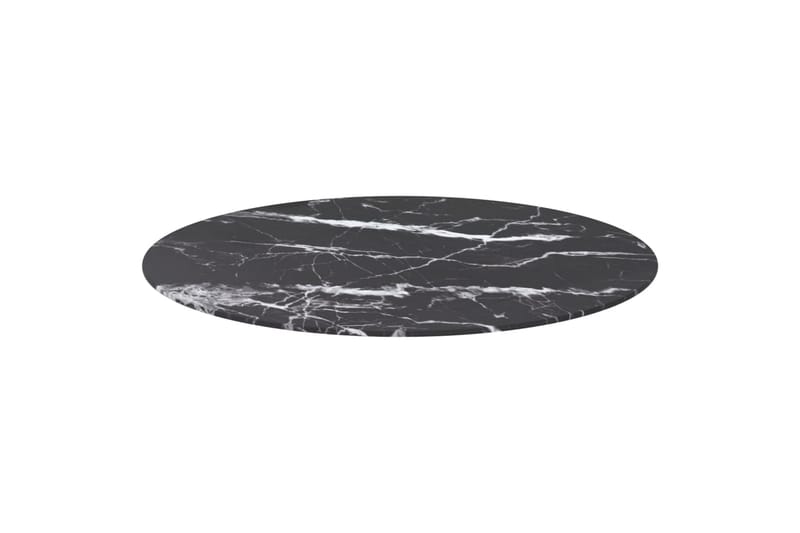 bordplade Ã˜80x1 cm hærdet glas marmortekstur sort - Sort - Møbler - Borde - Bordtilbehør - Bordplade