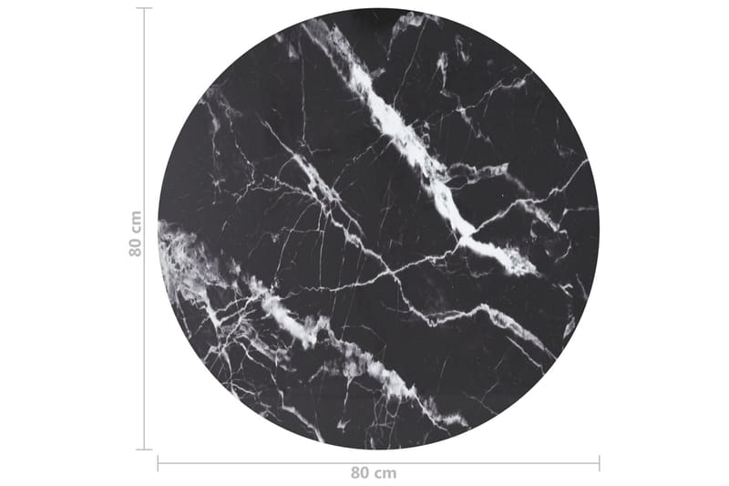 bordplade Ã˜80x1 cm hærdet glas marmortekstur sort - Sort - Møbler - Borde - Bordtilbehør - Bordplade