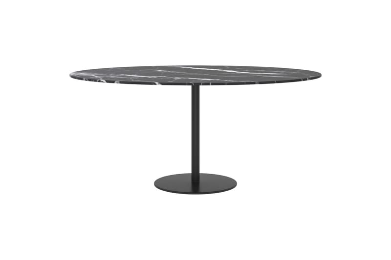 bordplade Ã˜90x1 cm hærdet glas marmortekstur sort - Sort - Møbler - Borde - Bordtilbehør - Bordplade