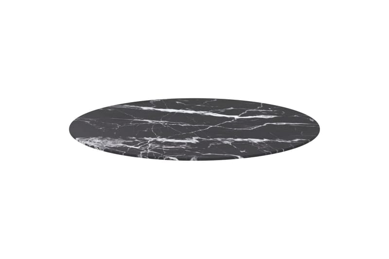 bordplade Ã˜90x1 cm hærdet glas marmortekstur sort - Sort - Møbler - Borde - Bordtilbehør - Bordplade