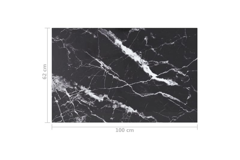 bordplade 100x62 cm 8 mm hærdet glas marmortekstur sort - Sort - Møbler - Borde - Bordtilbehør - Bordplade