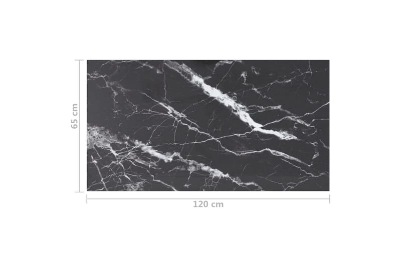 bordplade 120x65 cm 8 mm hærdet glas marmortekstur sort - Sort - Møbler - Borde - Bordtilbehør - Bordplade