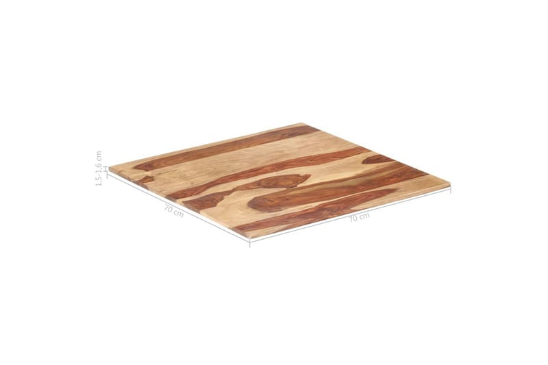 Bordplade 15-16 mm 70x70 cm Massivt Sheeshamtræ - Brun - Møbler - Borde - Bordtilbehør - Bordplade
