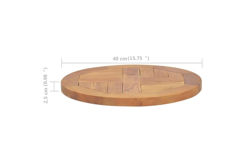 bordplade 2,5 cm 40 cm rund massivt teaktræ - Brun - Møbler - Borde - Bordtilbehør - Bordplade