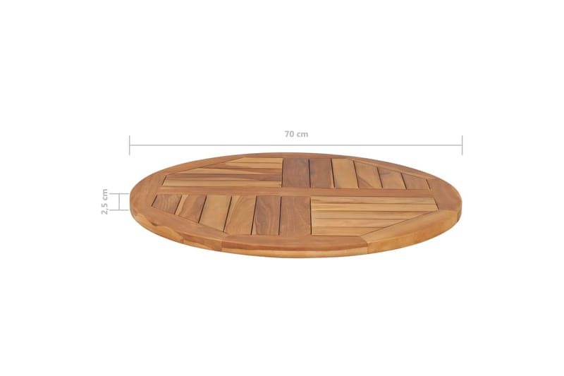 Bordplade 2,5 cm 70 cm Rund Massivt Teaktræ - Brun - Møbler - Borde - Bordtilbehør - Bordplade