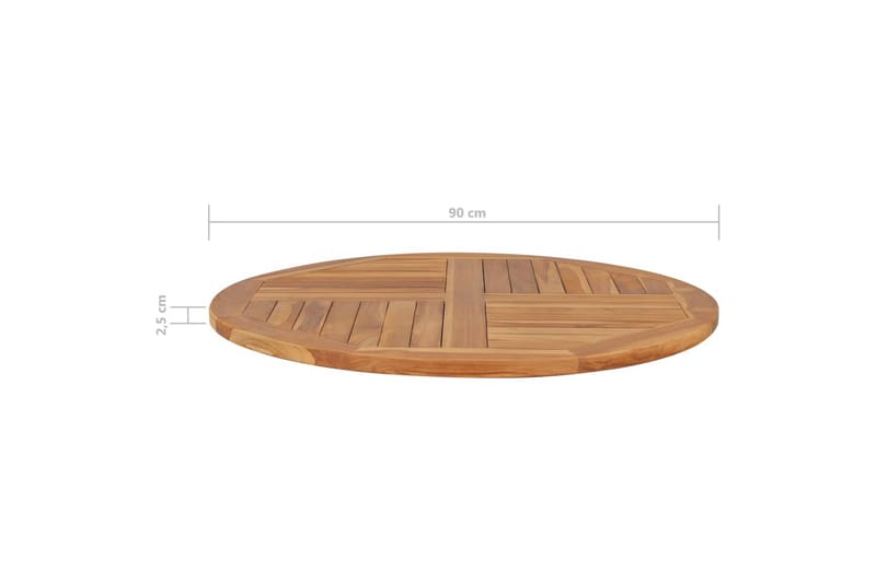 Bordplade 2,5 cm 90 cm Rund Massivt Teaktræ - Brun - Møbler - Borde - Bordtilbehør - Bordplade
