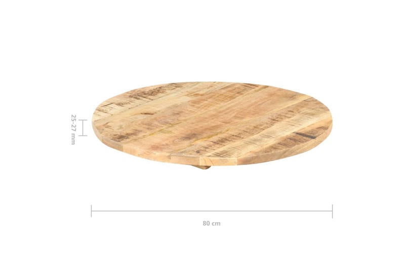 Bordplade 25-27 mm 80 cm Rund Massivt Mangotræ - Brun - Møbler - Borde - Bordtilbehør - Bordplade