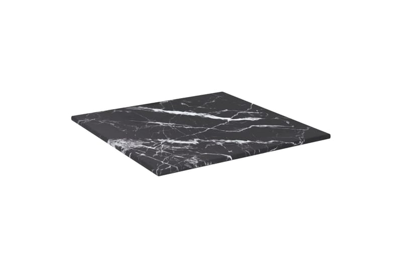 bordplade 30x30 cm 6 mm hærdet glas med marmortekstur sort - Sort - Møbler - Borde - Bordtilbehør - Bordplade