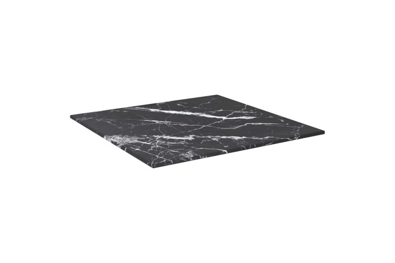 bordplade 40x40 cm 6 mm hærdet glas med marmortekstur sort - Sort - Møbler - Borde - Bordtilbehør - Bordplade