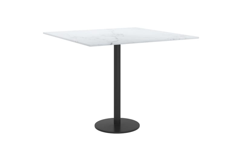 bordplade 50x50 cm 6 mm hærdet glas med marmortekstur hvid - Hvid - Bordplade