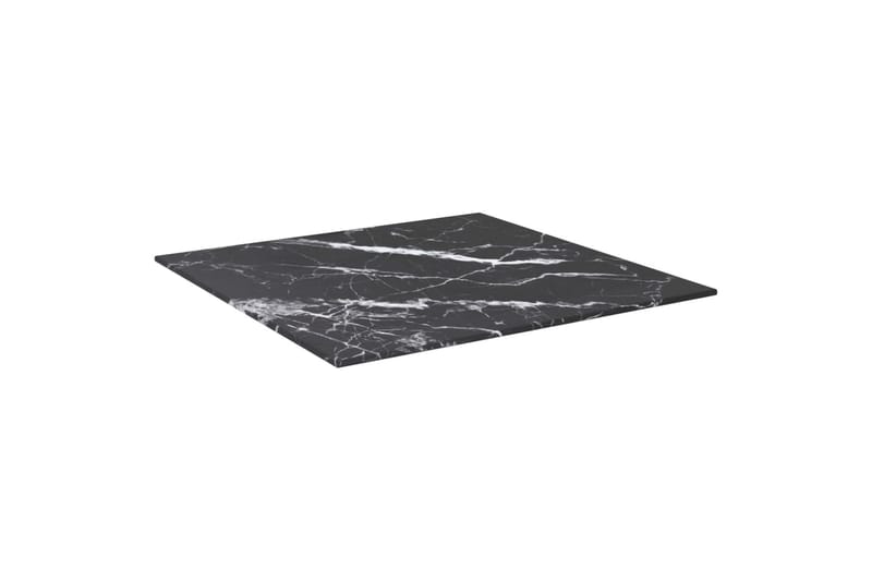 bordplade 50x50 cm 6 mm hærdet glas med marmortekstur sort - Sort - Møbler - Borde - Bordtilbehør - Bordplade