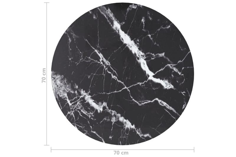 bordplade 70x0,8 cm hærdet glas med marmortekstur sort - Sort - Møbler - Borde - Bordtilbehør - Bordplade