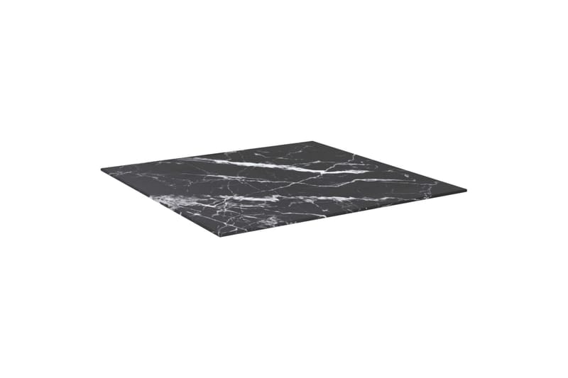 bordplade 70x70 cm 6 mm hærdet glas med marmortekstur sort - Sort - Møbler - Borde - Bordtilbehør - Bordplade