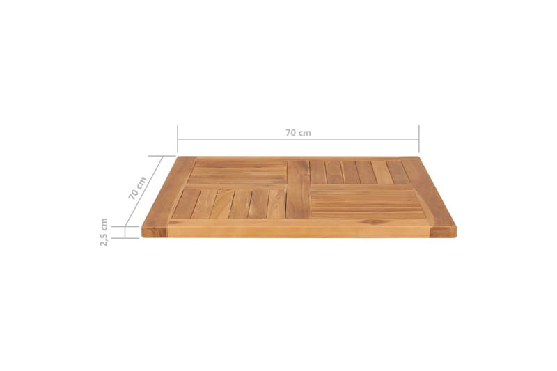 Bordplade 70x70x2,5 cm Massivt Teaktræ - Brun - Møbler - Borde - Bordtilbehør - Bordplade
