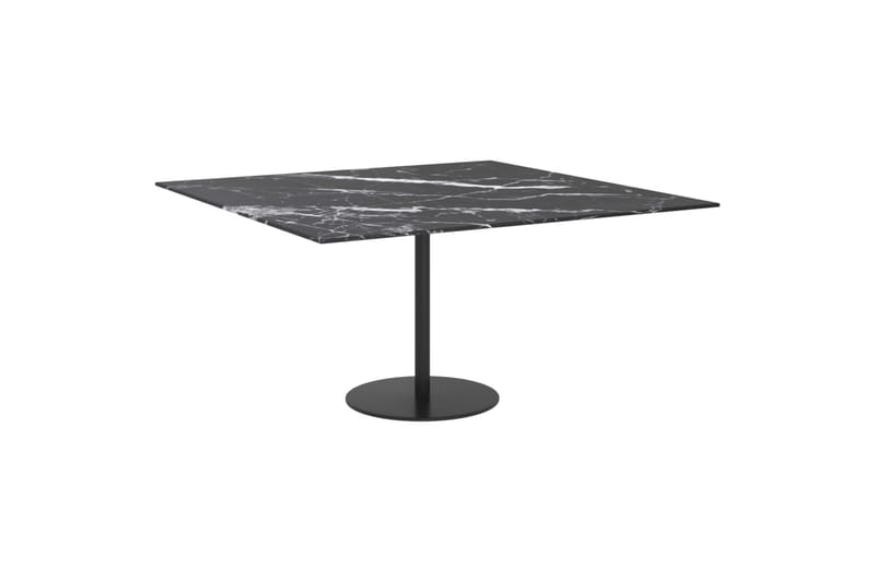 bordplade 80x80 cm 6 mm hærdet glas med marmortekstur sort - Sort - Møbler - Borde - Bordtilbehør - Bordplade