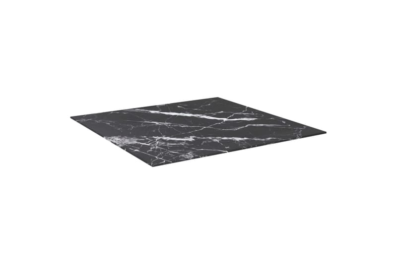 bordplade 80x80 cm 6 mm hærdet glas med marmortekstur sort - Sort - Møbler - Borde - Bordtilbehør - Bordplade