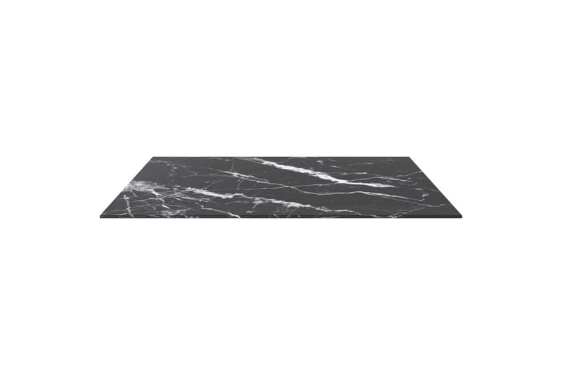 bordplade 80x80 cm 6 mm hærdet glas med marmortekstur sort - Sort - Møbler - Borde - Bordtilbehør - Bordplade