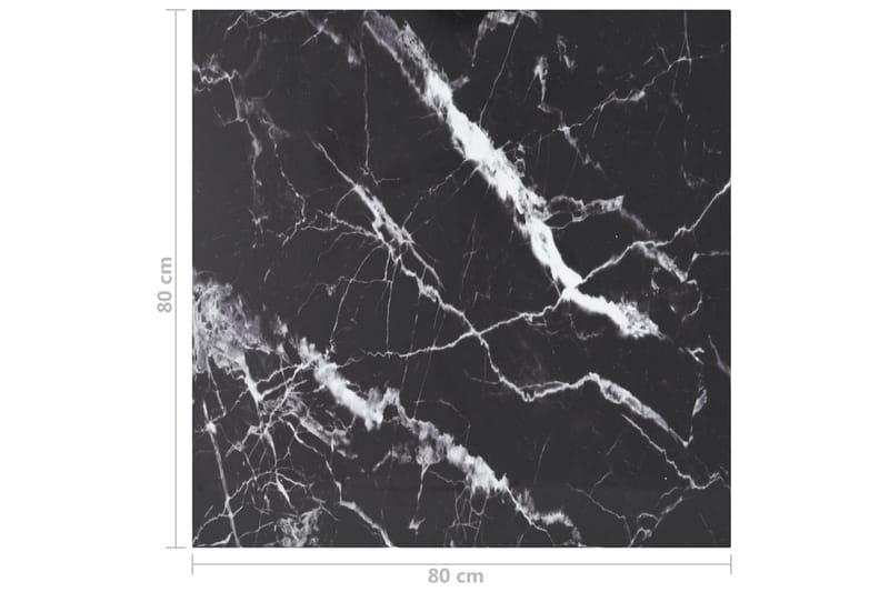 bordplade 80x80 cm 6 mm hærdet glas med marmortekstur sort - Sort - Møbler - Borde - Bordtilbehør - Bordplade