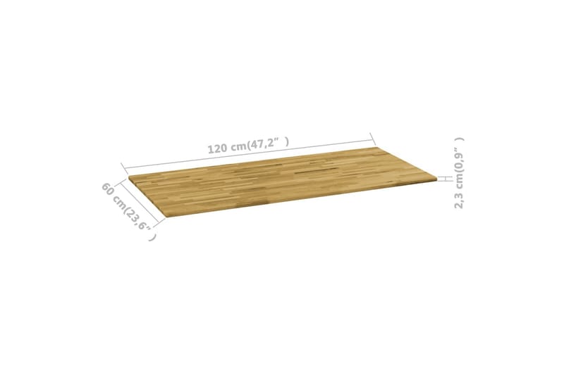 Bordplade I Massivt Egetræ Rektangulært 23 Mm 120 X 60 Cm - Brun - Møbler - Borde - Bordtilbehør - Bordplade