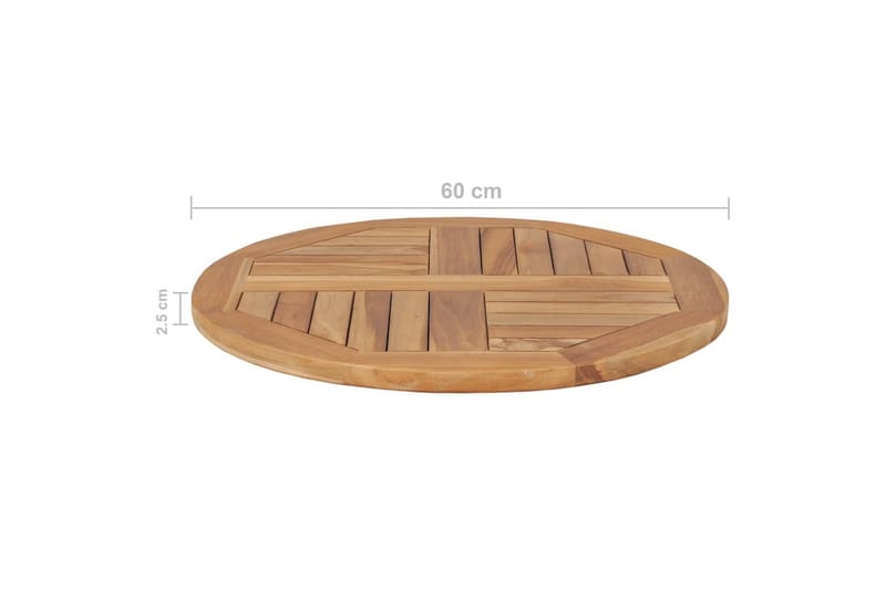 Rund Bordplade 2,5 cm 60 cm Massivt Teaktræ - Brun - Møbler - Borde - Bordtilbehør - Bordplade