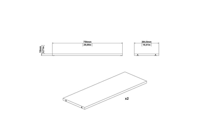 Trysil Hyldebrædt 75,4x26,45 cm - Hvid - Møbler - Borde - Bordtilbehør - Tillægsplade