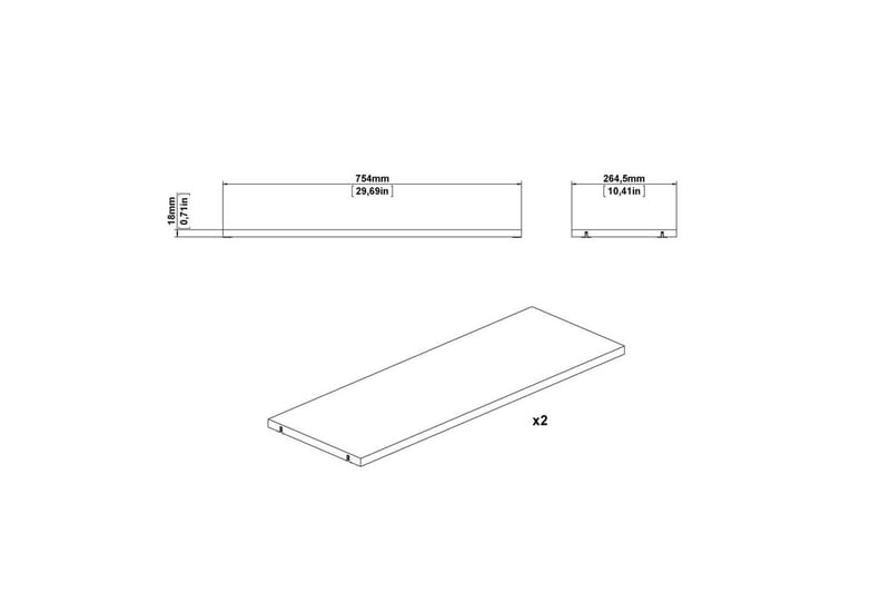 Trysil Hyldebrædt 75,4x26,45 cm - Hvid - Opbevaring - Hylder & Reoler - Væghylde & vægreol