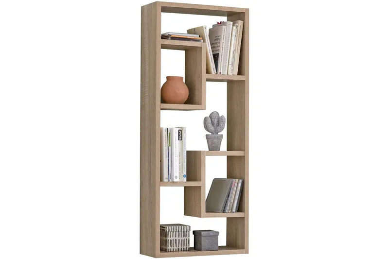 Vægmonteret Bogreol 15 cm i Eg, Beige