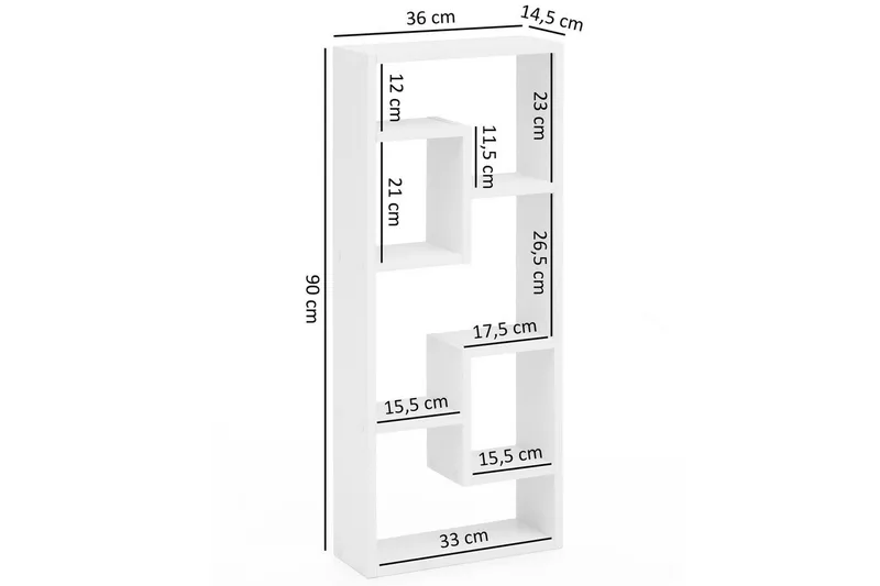 Vægmonteret Bogreol 15 cm i Malet Træ - Hvid - Opbevaring - Hylder & Reoler - Bogreol