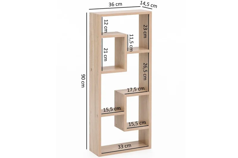 Vægreol Wohnling melaminbelagt MDF, opbevaringshylde, moderne stil Sonoma - Sonoma - Opbevaring - Hylder & Reoler - Bogreol