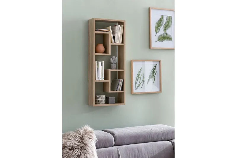 Vægreol Wohnling melaminbelagt MDF, opbevaringshylde, moderne stil Sonoma - Sonoma - Opbevaring - Hylder & Reoler - Bogreol