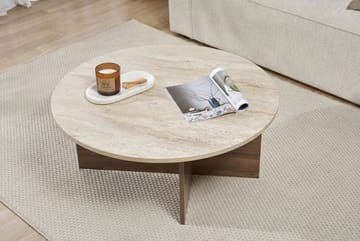 Boro Sofabord 90x40x90 cm - Travertine og Walnut - Møbler - Borde - Sofabord