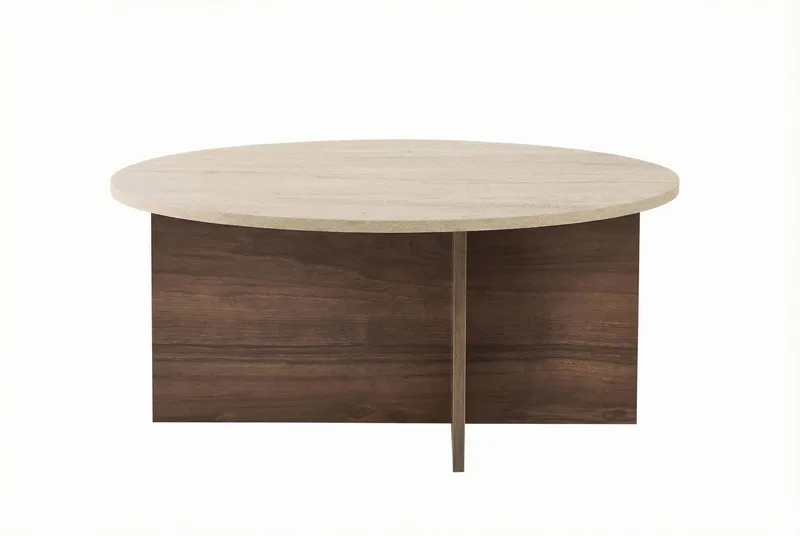 Boro Sofabord 90x40x90 cm, Travertine og Walnut