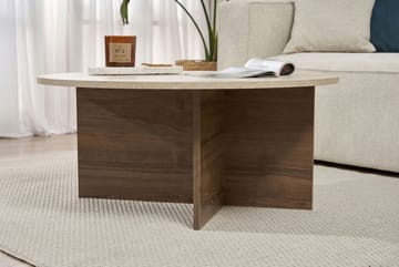 Boro Sofabord 90x40x90 cm - Travertine og Walnut - Møbler - Borde - Sofabord