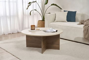 Boro Sofabord 90x40x90 cm - Travertine og Walnut - Møbler - Borde - Sofabord