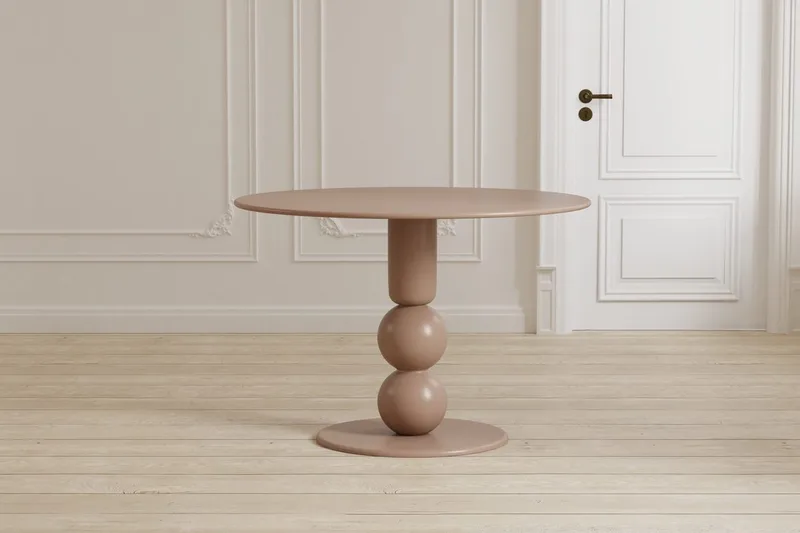 Boule Rundt Spisebord 110 cm i Træ, Beige
