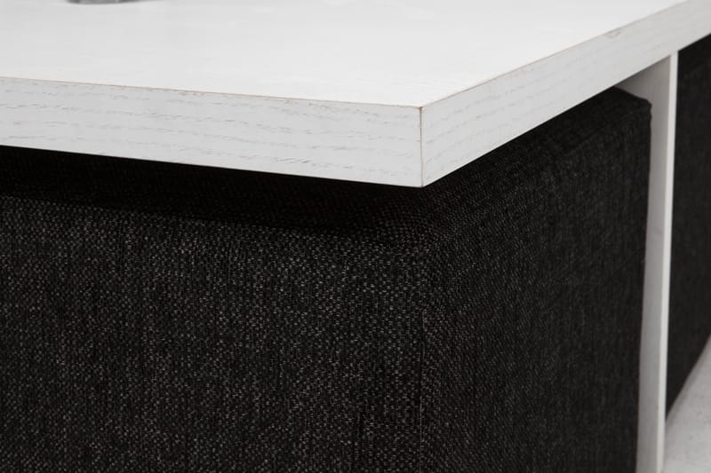 Boxy Sofabord 100 cm med 4 Paller - Hvid/Sort - Sofabord