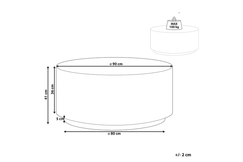 Bruder Sofabord 90 cm Rund - Hvid - Møbler - Borde - Sofabord