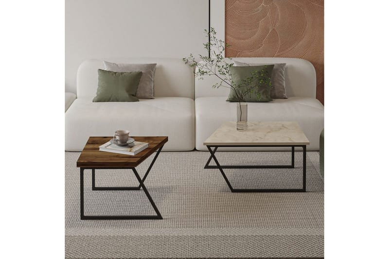 Bulskoll Sofabord 120 cm - Travertin/Valnød - Møbler - Borde - Sofabord