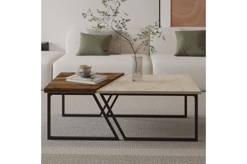 Bulskoll Sofabord 120 cm - Travertin/Valnød - Møbler - Borde - Sofabord