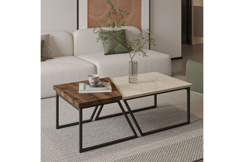 Bulskoll Sofabord 120 cm - Travertin/Valnød - Møbler - Borde - Sofabord