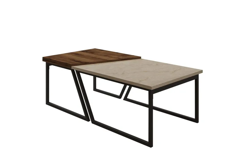 Bulskoll Sofabord 120 cm, Travertin/Valnød