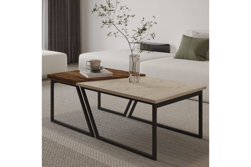 Bulskoll Sofabord 120 cm - Travertin/Valnød - Møbler - Borde - Sofabord