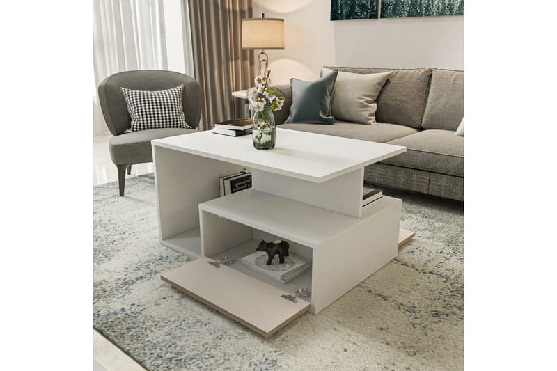 Bulvari Sofabord 90 cm - Beige/Hvid - Møbler - Borde - Sofabord