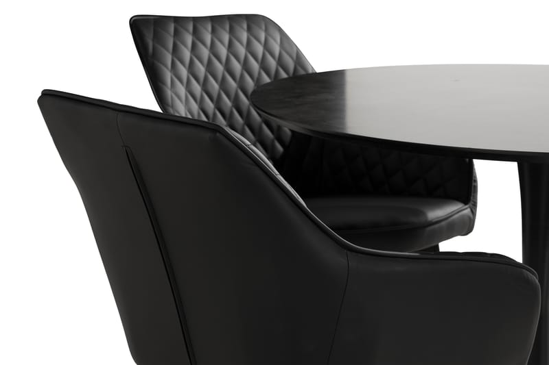 Caitly Spisebordssæt 100 cm Rund inkl 4 Valleviken Armstole - Grå/Sort - Spisebordssæt