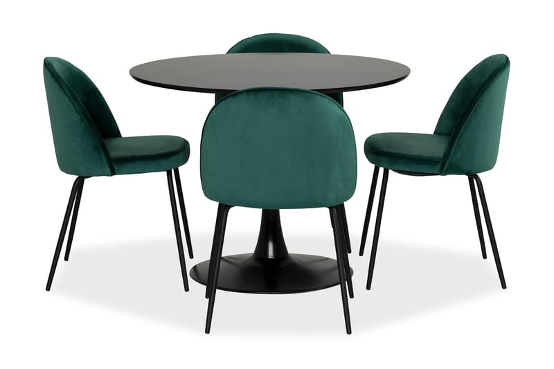 Caitly Spisebordssæt med 4 st Felipe Spisebordsstol - Sort/Grå - Spisebordssæt