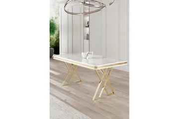 Calchera Spisebord 130 cm Rektangulær - Hvid Marmor/Guld - Møbler - Borde - Spisebord og køkkenbord