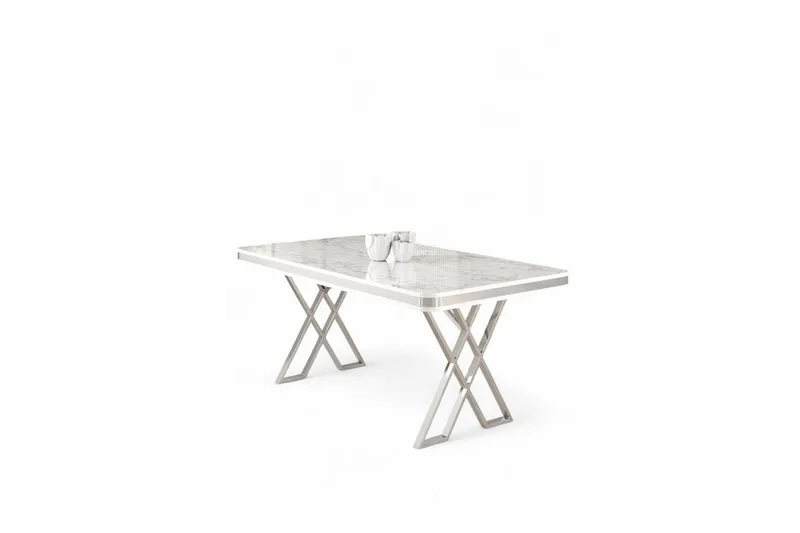 Calchera Spisebord 130 cm Rektangulær - Hvid Marmor/Krom - Møbler - Borde - Spisebord og køkkenbord